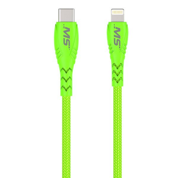 7ft. Lightning to USB-C Hi-Vis Charge and Sync Cables, Green, Mobilespec, Mfr#: MB06823
